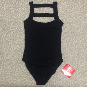 ASOS Cut-Out Back Straps Black Bodysuit Size 4